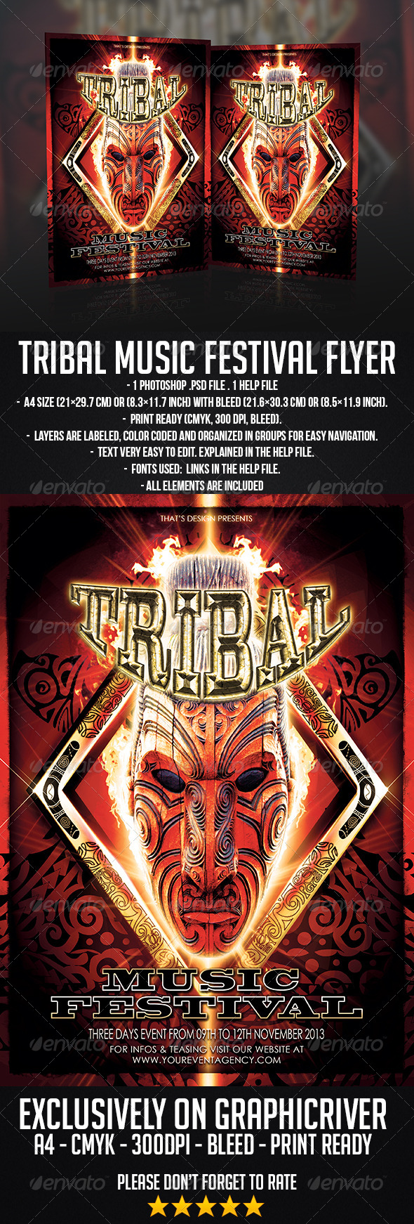 Tribal Music Festival Flyer Template - Concerts Events