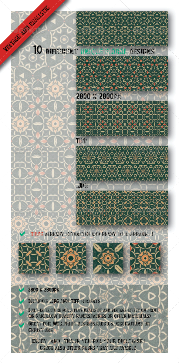 GraphicRiver 10 Decorative Vintage Floral Paper Fabric Patterns 6544884 GraphicRiver 10 Decorative Vintage Floral Paper Fabric Patterns 6544884