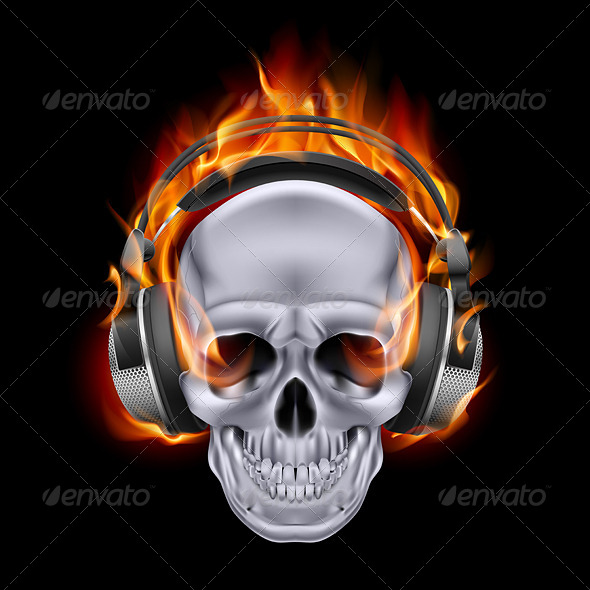 GraphicRiver Flaming Skull in Headphones 6546808 GraphicRiver Flaming Skull in Headphones 6546808