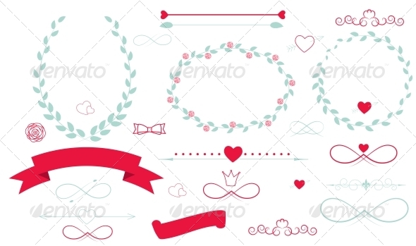 GraphicRiver Set of Wedding Graphics with Arrows Hearts and Ribbons 6548133 GraphicRiver Set of Wedding Graphics with Arrows Hearts and Ribbons 6548133