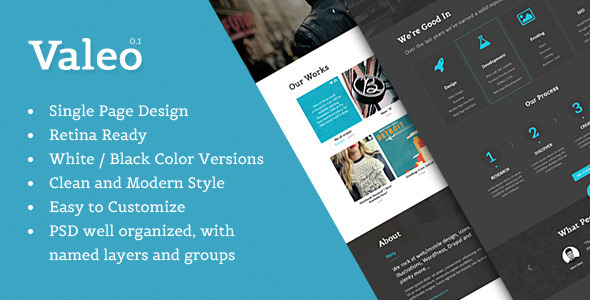 ThemeForest Valeo Single Page Template PSD Design 6550028 ThemeForest Valeo Single Page Template PSD Design 6550028