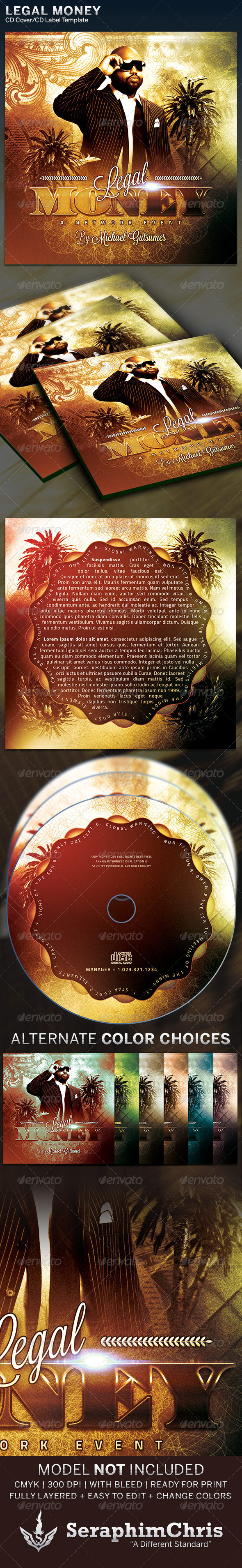 Legal Money CD Cover Artwork Template - CD & DVD artwork Print Templates