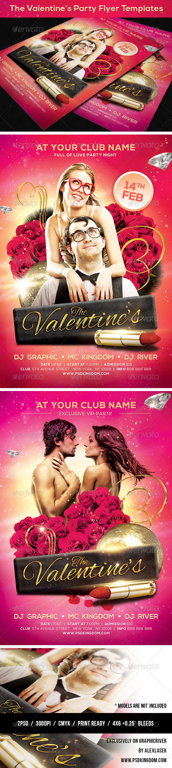 Valentine's Party Flyer Templates 4x6 - Clubs & Parties Events