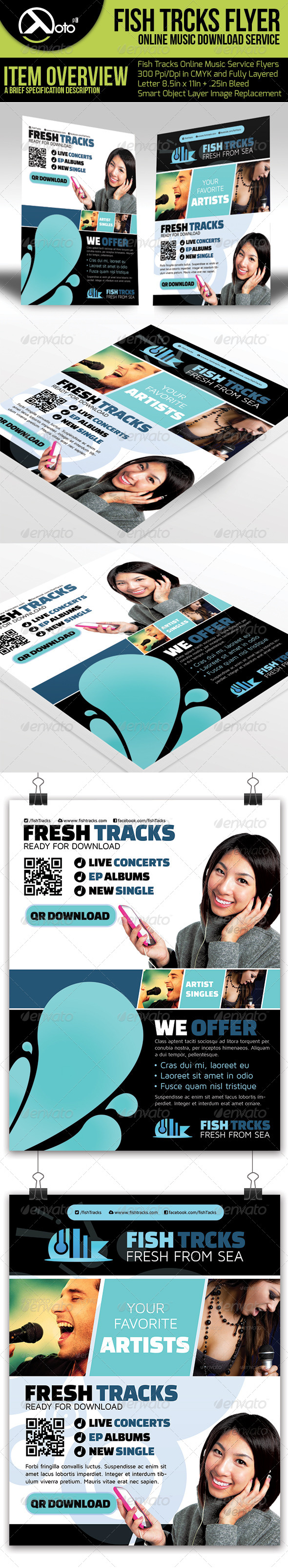 GraphicRiver Fish Tracks Online Music Store Flyers 6581090 GraphicRiver Fish Tracks Online Music Store Flyers 6581090