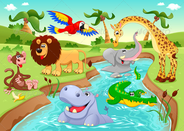 GraphicRiver African Animals in the Jungle 6589781 GraphicRiver African Animals in the Jungle 6589781