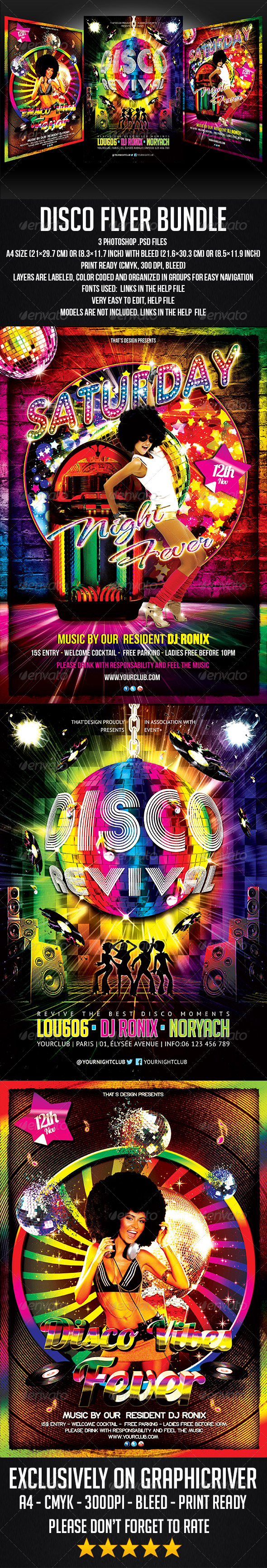 Disco Flyer Bundle - Clubs & Parties Events