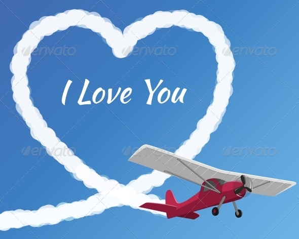 GraphicRiver Airplane Drawing a Cloudy Love 6594084 GraphicRiver Airplane Drawing a Cloudy Love 6594084