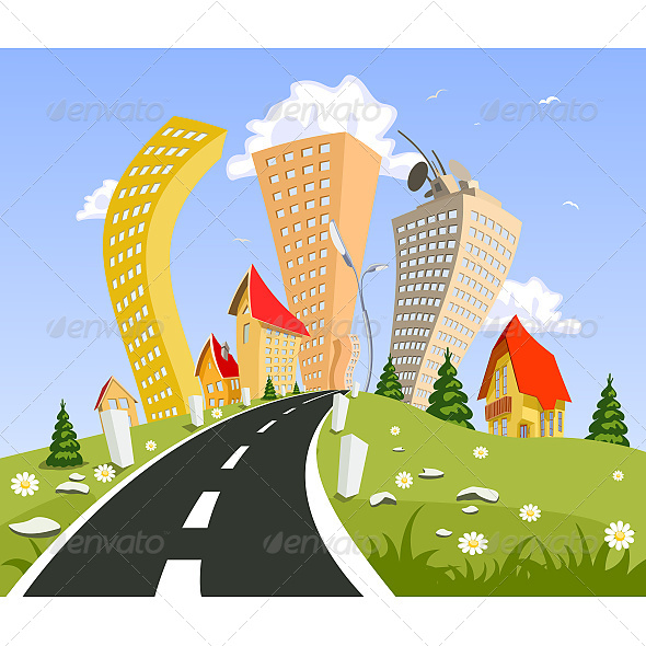 GraphicRiver Abstract City Surrounded by Nature Landscape 6601870 GraphicRiver Abstract City Surrounded by Nature Landscape 6601870