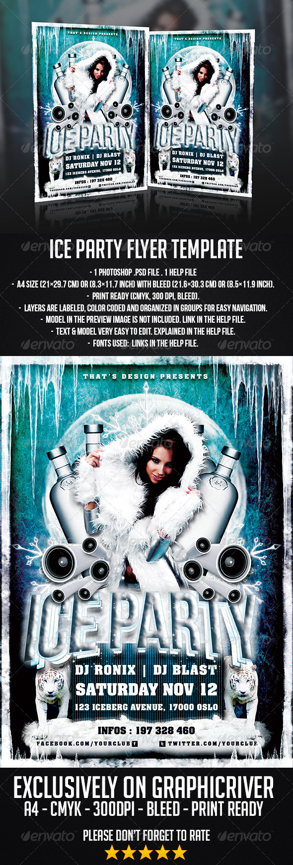 Ice Party Flyer Template - Clubs & Parties Events