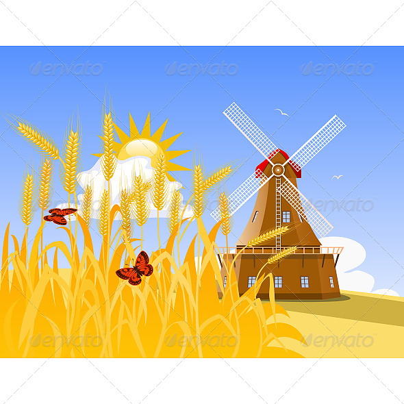 GraphicRiver Wheat Field and Mill 6603780 GraphicRiver Wheat Field and Mill 6603780