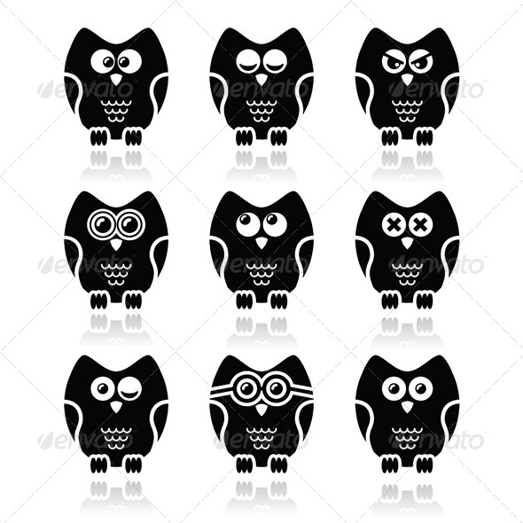 GraphicRiver Owl Cartoon Character Icon Set 6610047 GraphicRiver Owl Cartoon Character Icon Set 6610047