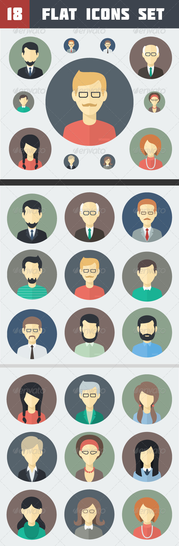 GraphicRiver Circle Flat Persons Icons Set 6613634 GraphicRiver Circle Flat Persons Icons Set 6613634