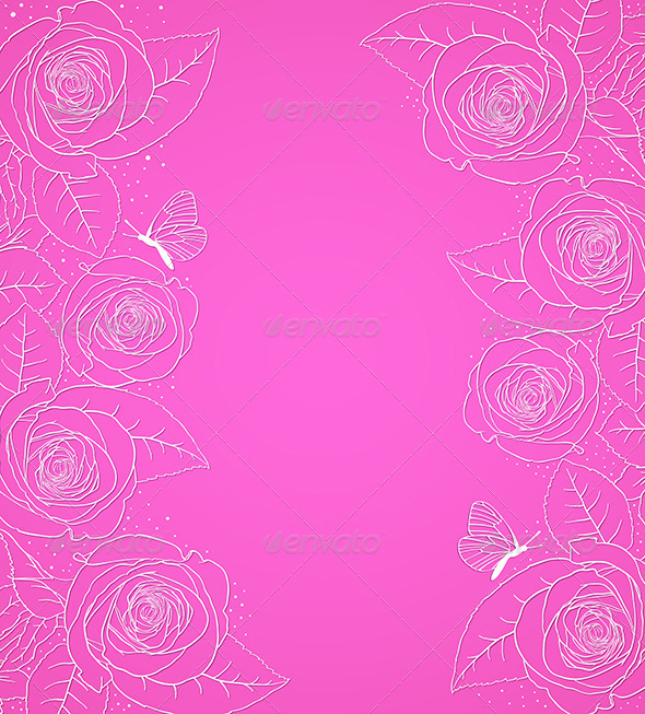 GraphicRiver Pink Background with Roses 6635598 GraphicRiver Pink Background with Roses 6635598