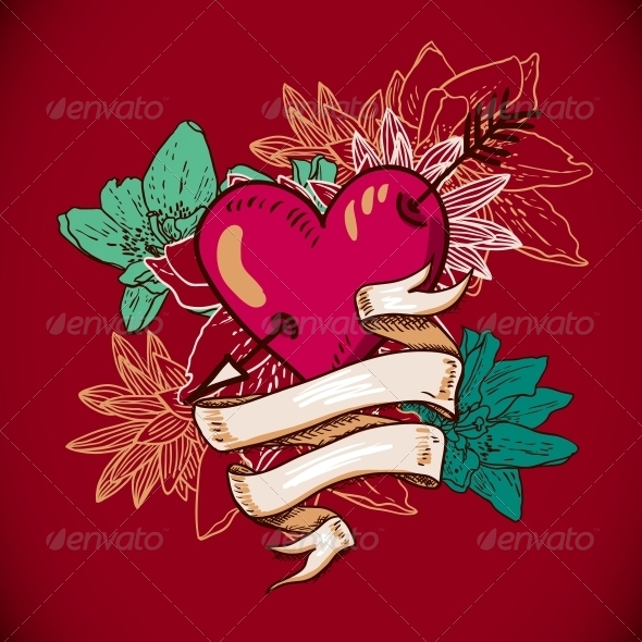 GraphicRiver Hearts and Flowers Vector Illustration 6639557 GraphicRiver Hearts and Flowers Vector Illustration 6639557