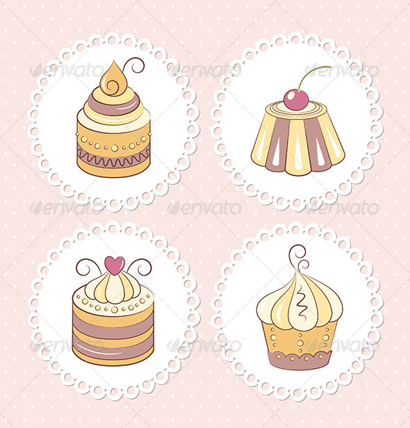 GraphicRiver Sweet Cupcakes Set 6641189 GraphicRiver Sweet Cupcakes Set 6641189
