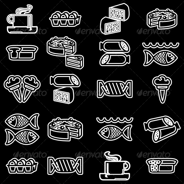 GraphicRiver Food Silhouettes of Icons Set 6642276 GraphicRiver Food Silhouettes of Icons Set 6642276