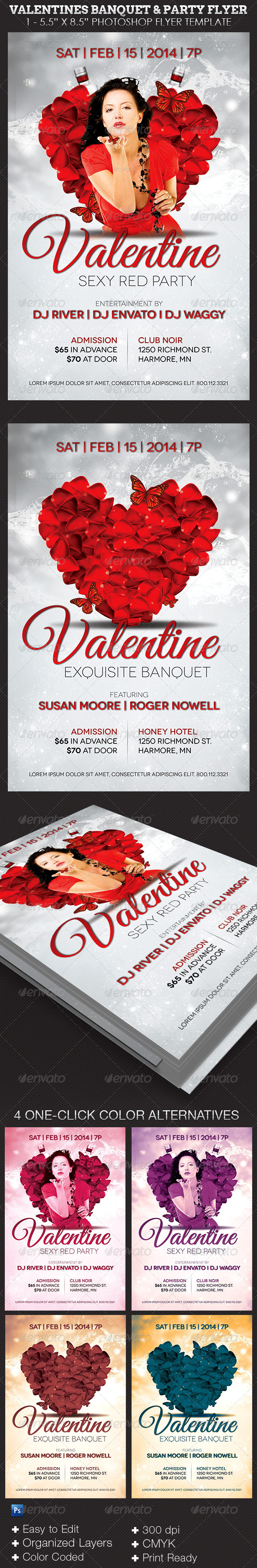 Valentines Banquet and Party Flyer Template