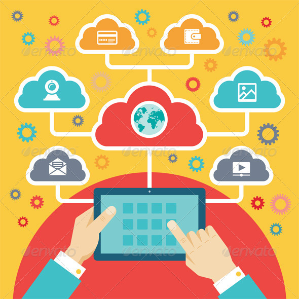 GraphicRiver Tablet PC with Hands and Clouds 6645052 GraphicRiver Tablet PC with Hands and Clouds 6645052