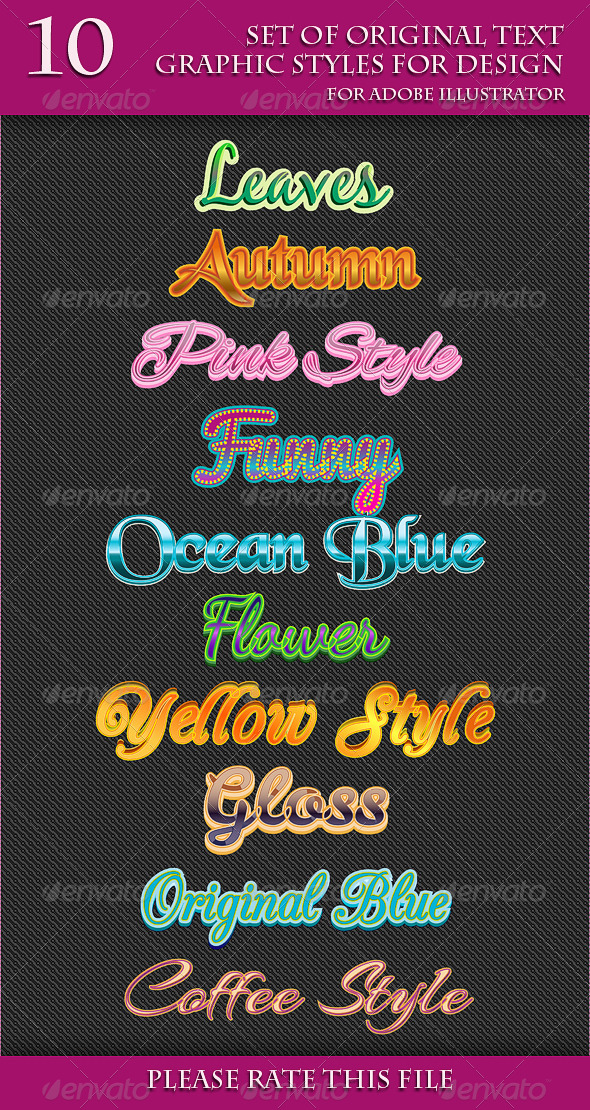 GraphicRiver Set of Original Text Graphic Styles for Design 6646510 GraphicRiver Set of Original Text Graphic Styles for Design 6646510
