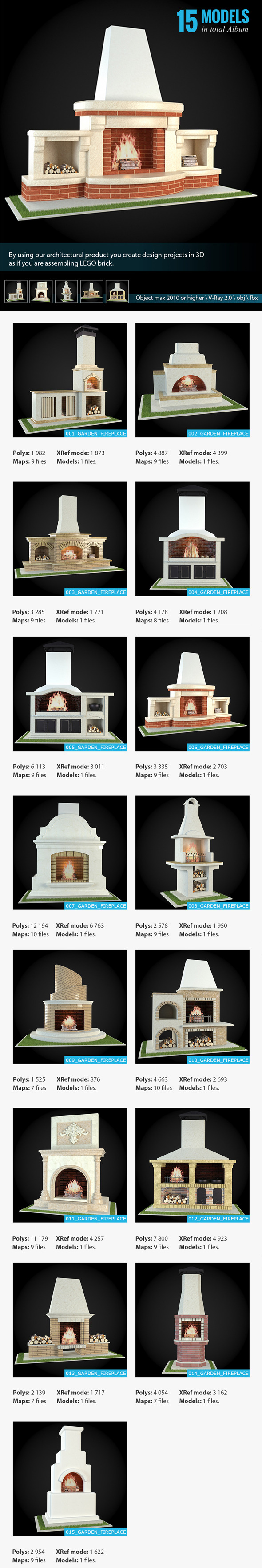 3DOcean Collection of Garden Fireplaces 6651757 3DOcean Collection of Garden Fireplaces 6651757