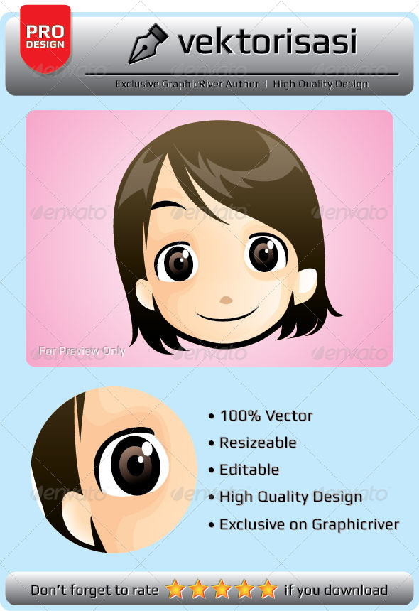 GraphicRiver Little Girl Face Vector 6648668 GraphicRiver Little Girl Face Vector 6648668