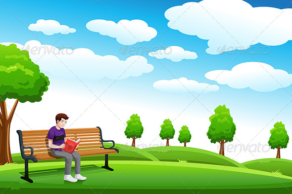 GraphicRiver Man Reading a Book on the Bench 6658198 GraphicRiver Man Reading a Book on the Bench 6658198