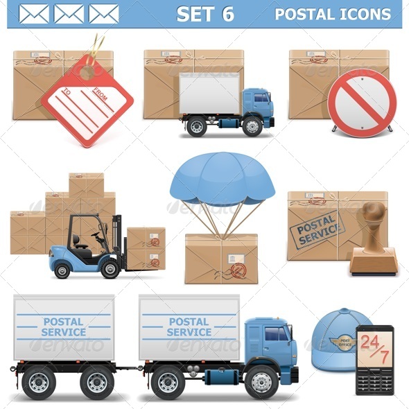 GraphicRiver Vector Postal Icons Set 6 6658298 GraphicRiver Vector Postal Icons Set 6 6658298