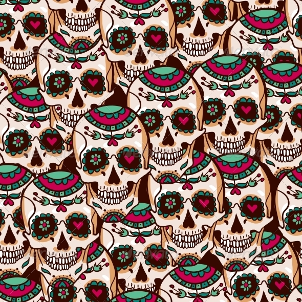 GraphicRiver Skull and Flowers Seamless Background 6658453 GraphicRiver Skull and Flowers Seamless Background 6658453