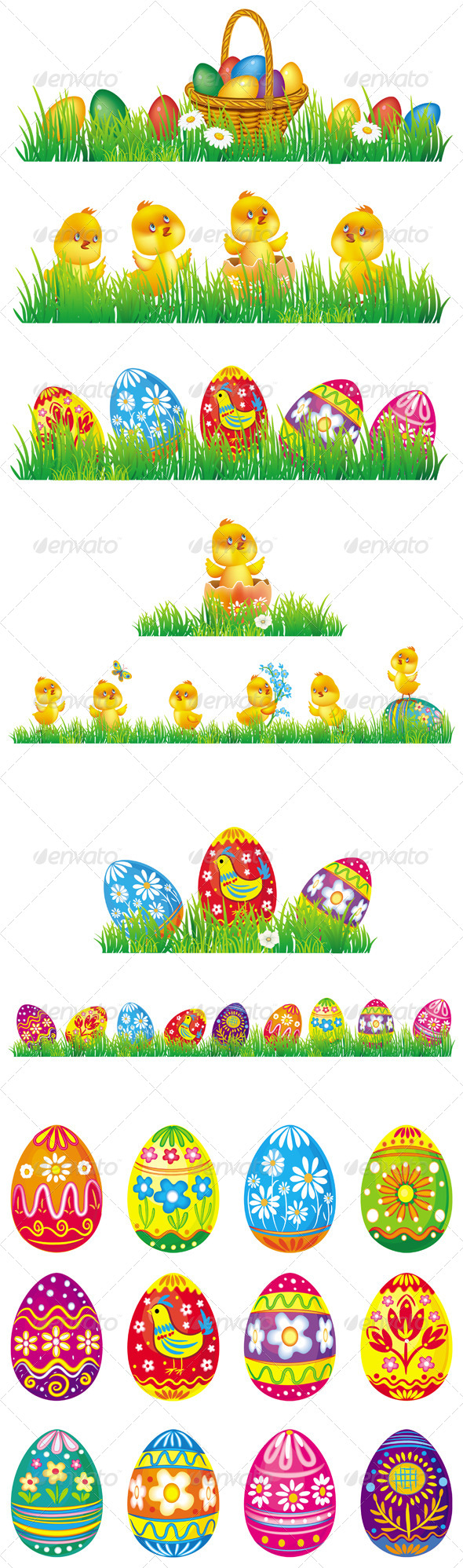 GraphicRiver Easter Eggs and Chicken in Grass 6660755 GraphicRiver Easter Eggs and Chicken in Grass 6660755