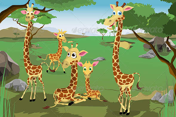 GraphicRiver Family of Giraffes 6664588 GraphicRiver Family of Giraffes 6664588