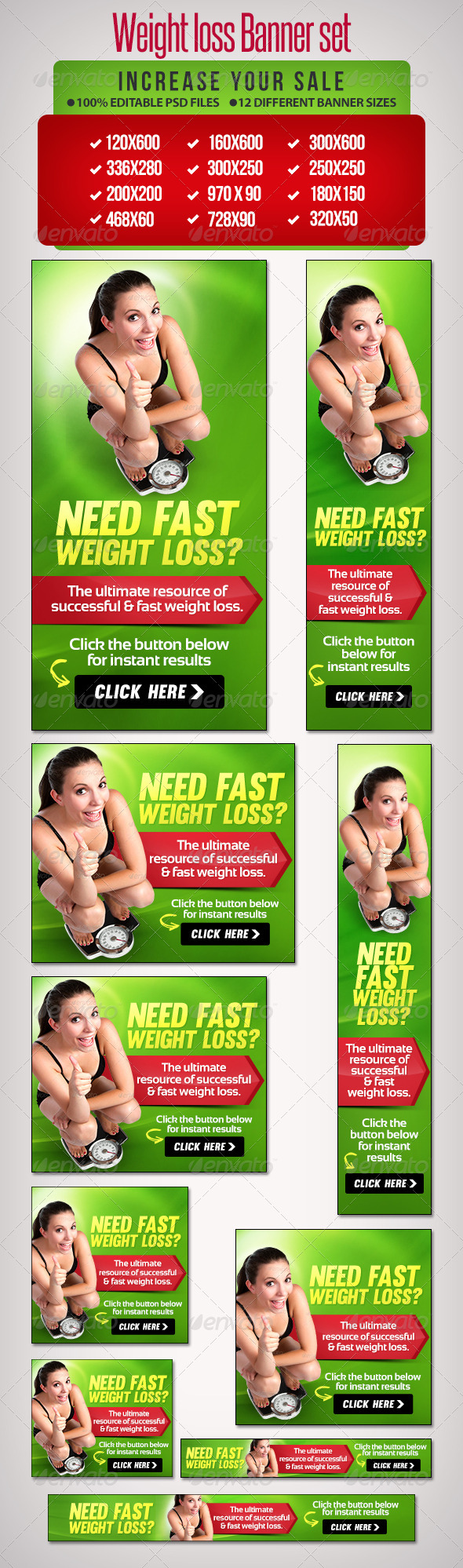 GraphicRiver Weight Loss Banner Set 8 6665548 GraphicRiver Weight Loss Banner Set 8 6665548