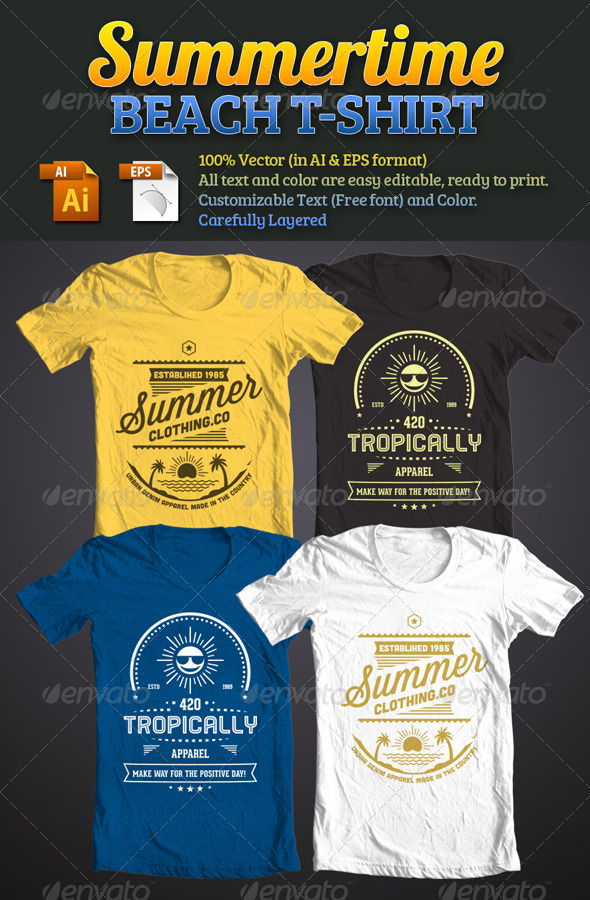 GraphicRiver Summertime Beach T-Shirt 6671881 GraphicRiver Summertime Beach T-Shirt 6671881