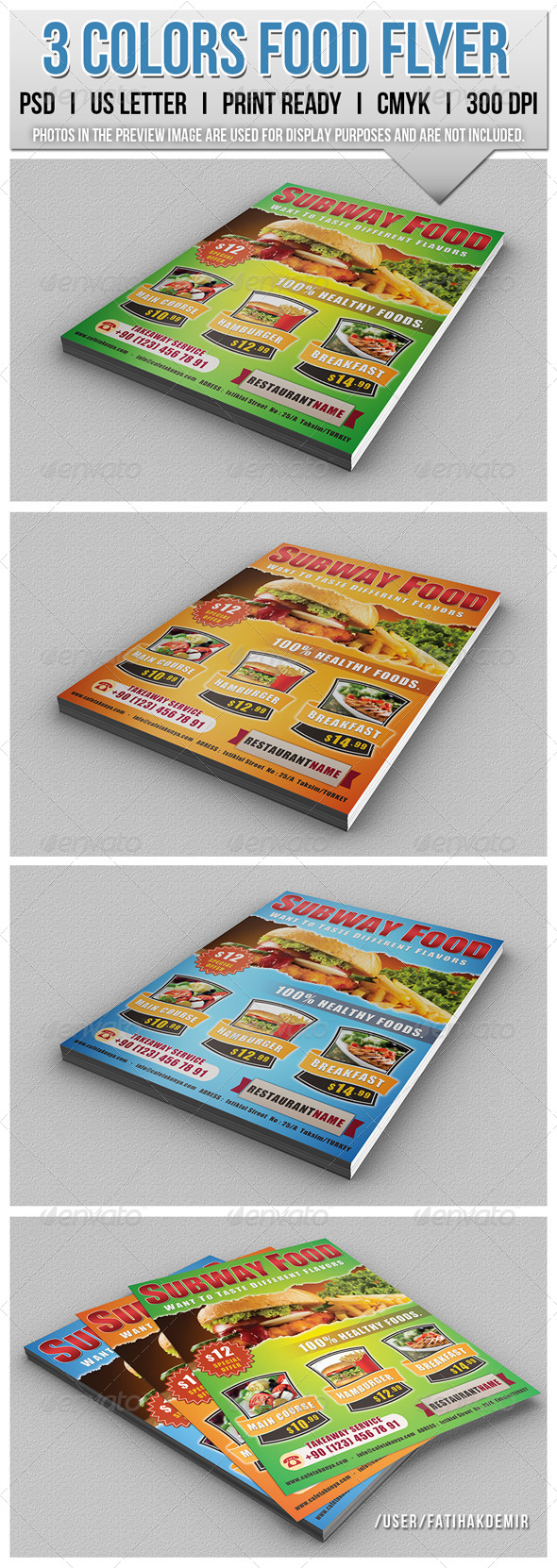 GraphicRiver 3 Colors Food Flyers 6679160 GraphicRiver 3 Colors Food Flyers 6679160