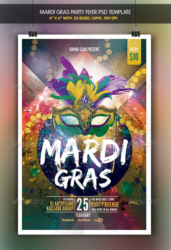 GraphicRiver Mardi Grass Party Flyer 6681451 GraphicRiver Mardi Grass Party Flyer 6681451