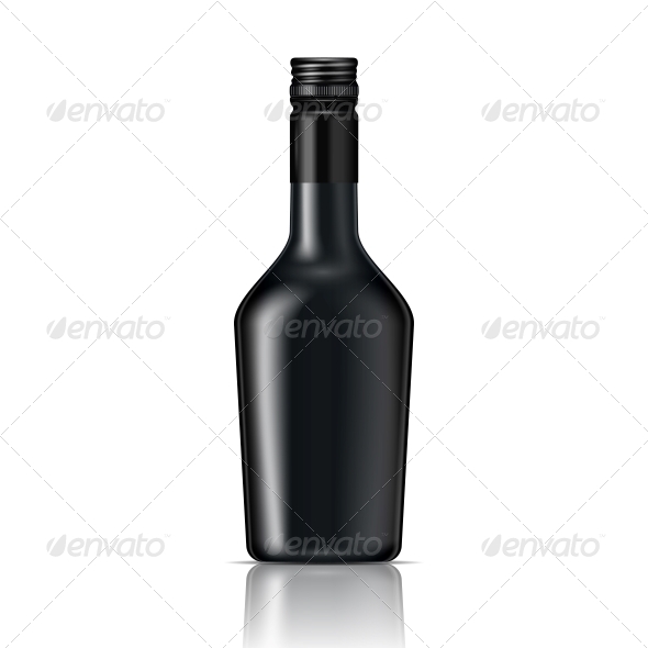 GraphicRiver Black Glass Liqueur Bottle with Screw Cap 6682660 GraphicRiver Black Glass Liqueur Bottle with Screw Cap 6682660