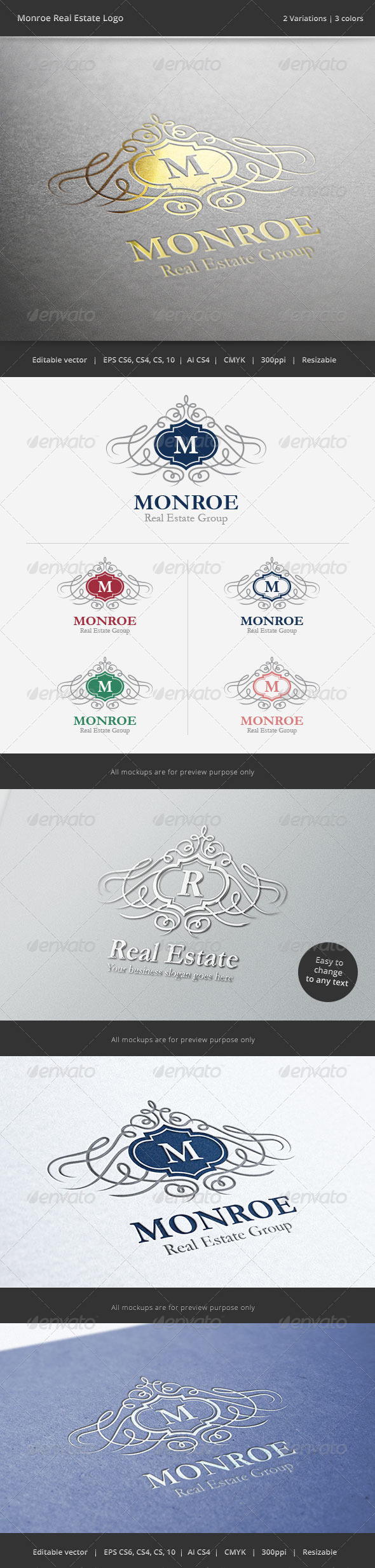 GraphicRiver Monroe Letter Crest Logo 6692514 GraphicRiver Monroe Letter Crest Logo 6692514