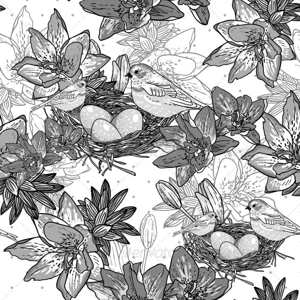 GraphicRiver Floral Background with Birds 6699729 GraphicRiver Floral Background with Birds 6699729