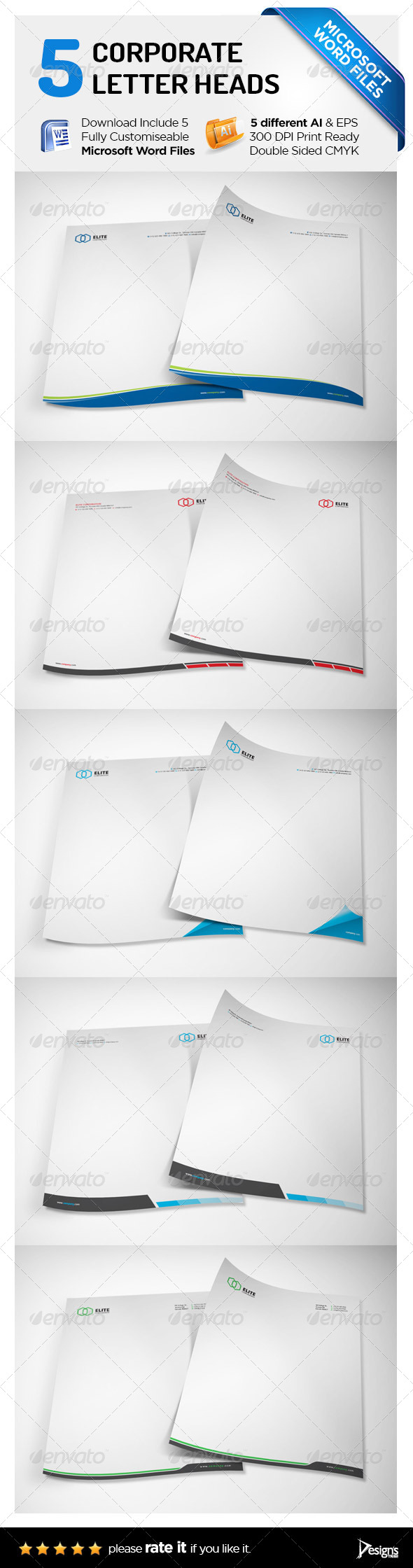 GraphicRiver 5 Corporate Letterhead With MS Word Doc 6701974 GraphicRiver 5 Corporate Letterhead With MS Word Doc 6701974