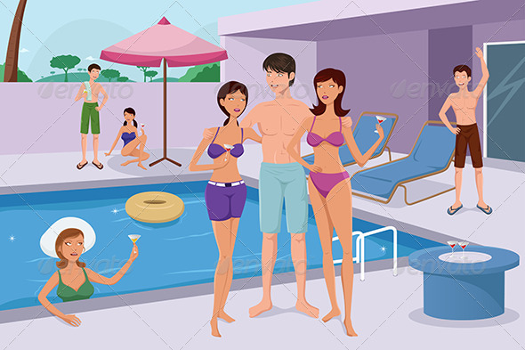GraphicRiver Young People Having a Pool Party 6709103 GraphicRiver Young People Having a Pool Party 6709103