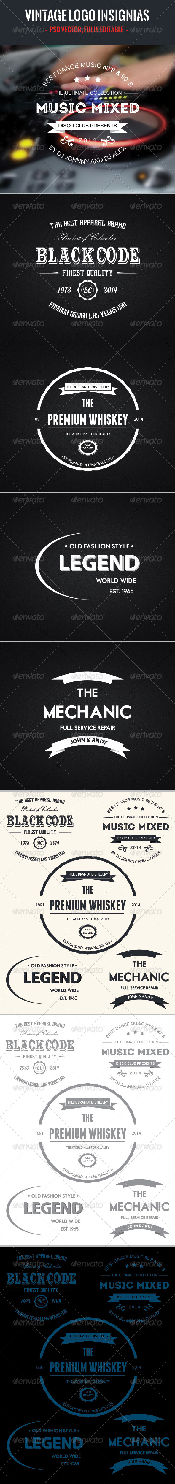 GraphicRiver 5 Vintage Logo Insignias 6705476 GraphicRiver 5 Vintage Logo Insignias 6705476
