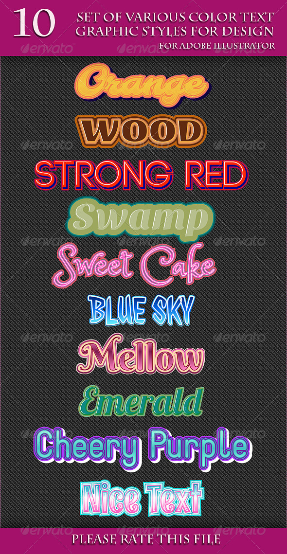 GraphicRiver Set of Colourful Text Graphic Styles for Design 6713443 GraphicRiver Set of Colourful Text Graphic Styles for Design 6713443