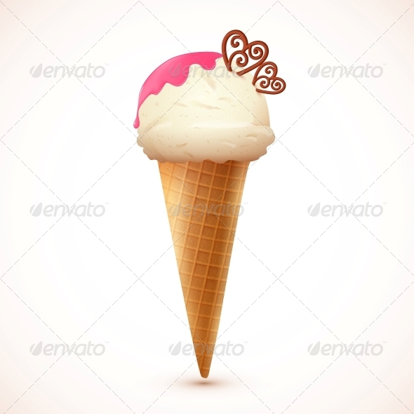 GraphicRiver Ice Cream in Wafer Cone with Chocolate Hearts 6713514 GraphicRiver Ice Cream in Wafer Cone with Chocolate Hearts 6713514