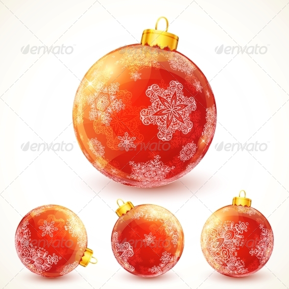 GraphicRiver Red Ornate Shining Christmas Balls Set 6715094 GraphicRiver Red Ornate Shining Christmas Balls Set 6715094