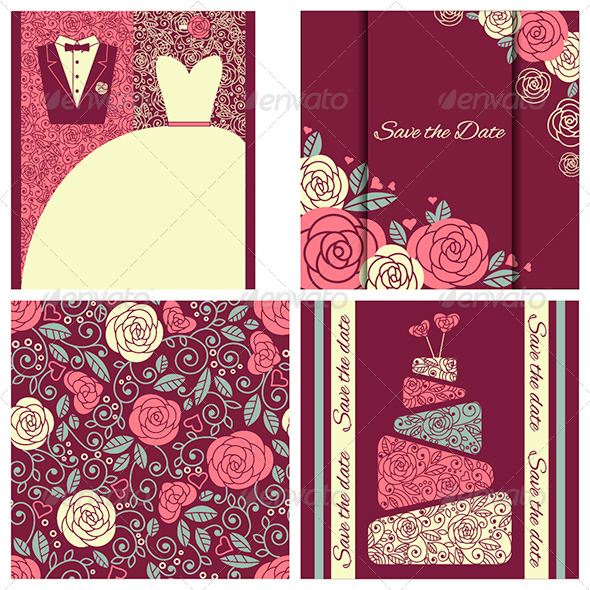 GraphicRiver Set of Wedding Cards in Elegant Style 6717788 GraphicRiver Set of Wedding Cards in Elegant Style 6717788