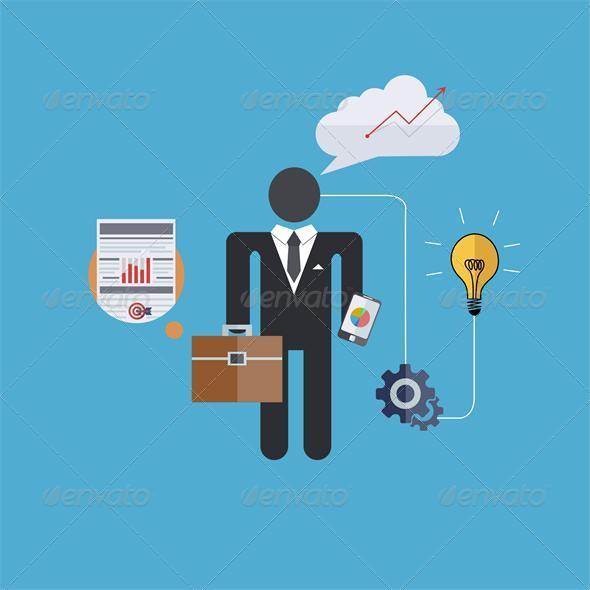 GraphicRiver Flat Modern Icons on Blue Background 6715796 GraphicRiver Flat Modern Icons on Blue Background 6715796