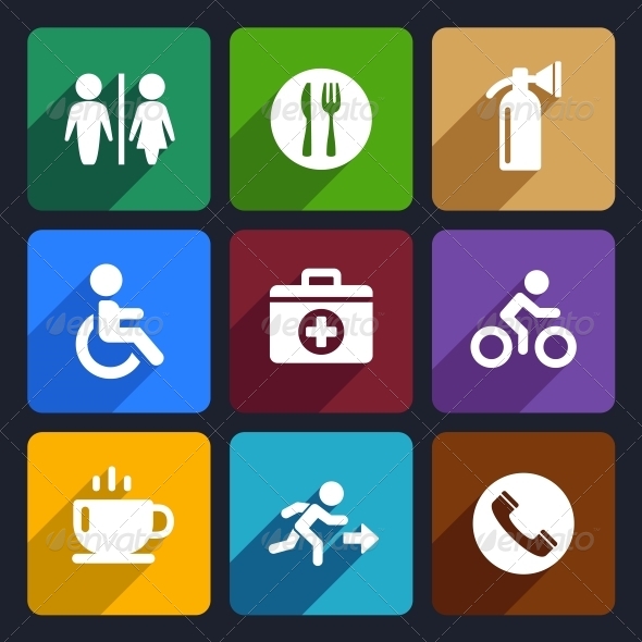 GraphicRiver International Service Signs Flat Icons Set 39 6720642 GraphicRiver International Service Signs Flat Icons Set 39 6720642