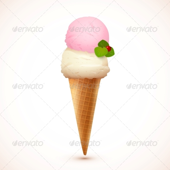 GraphicRiver Two Scoops of Ice Cream in Waffle Cone 6722003 GraphicRiver Two Scoops of Ice Cream in Waffle Cone 6722003