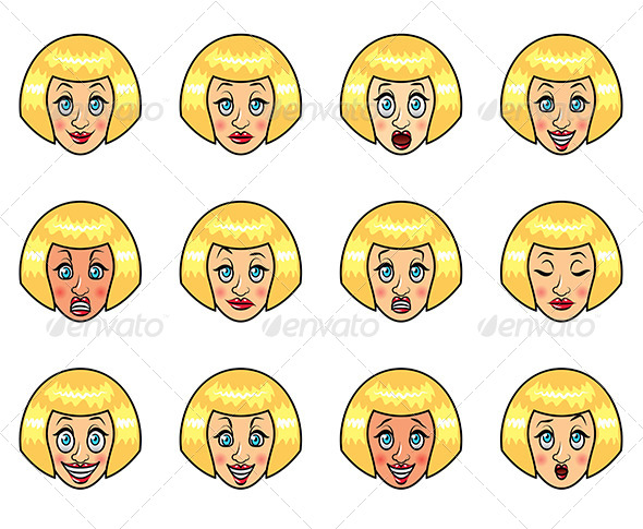 GraphicRiver Woman s Emotions Cartoon Set 6725321 GraphicRiver Woman s Emotions Cartoon Set 6725321