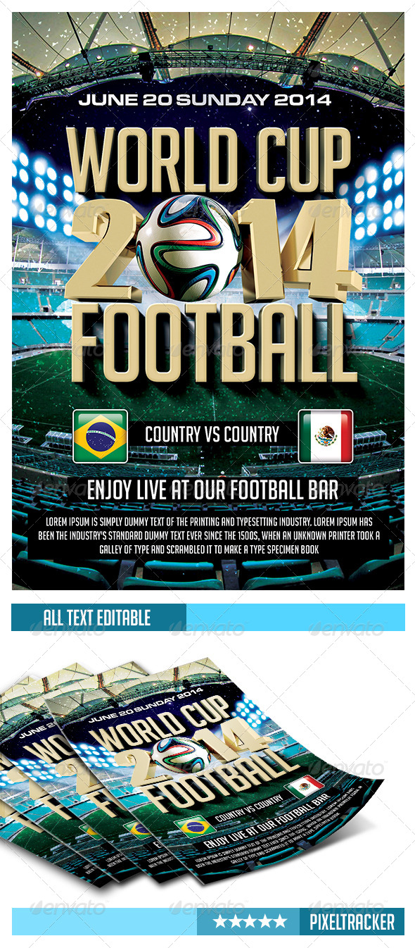 GraphicRiver World Cup Football 2014 Flyer Template 6726181 GraphicRiver World Cup Football 2014 Flyer Template 6726181
