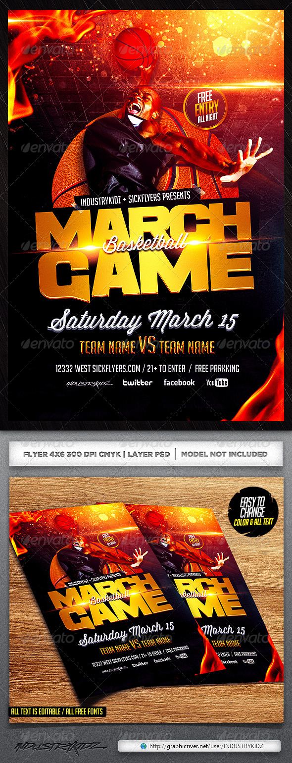 March Madness Basketball Flyer Template (Sports)